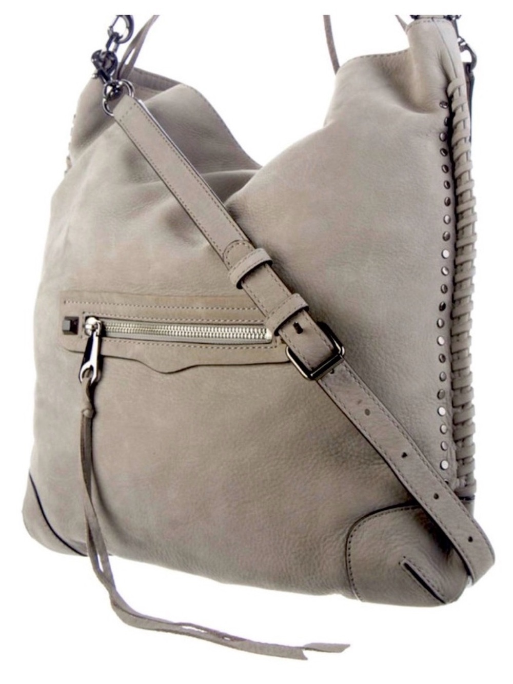 Rebecca Minkoff Grey Leather Whipstitch Shoulder Hobo